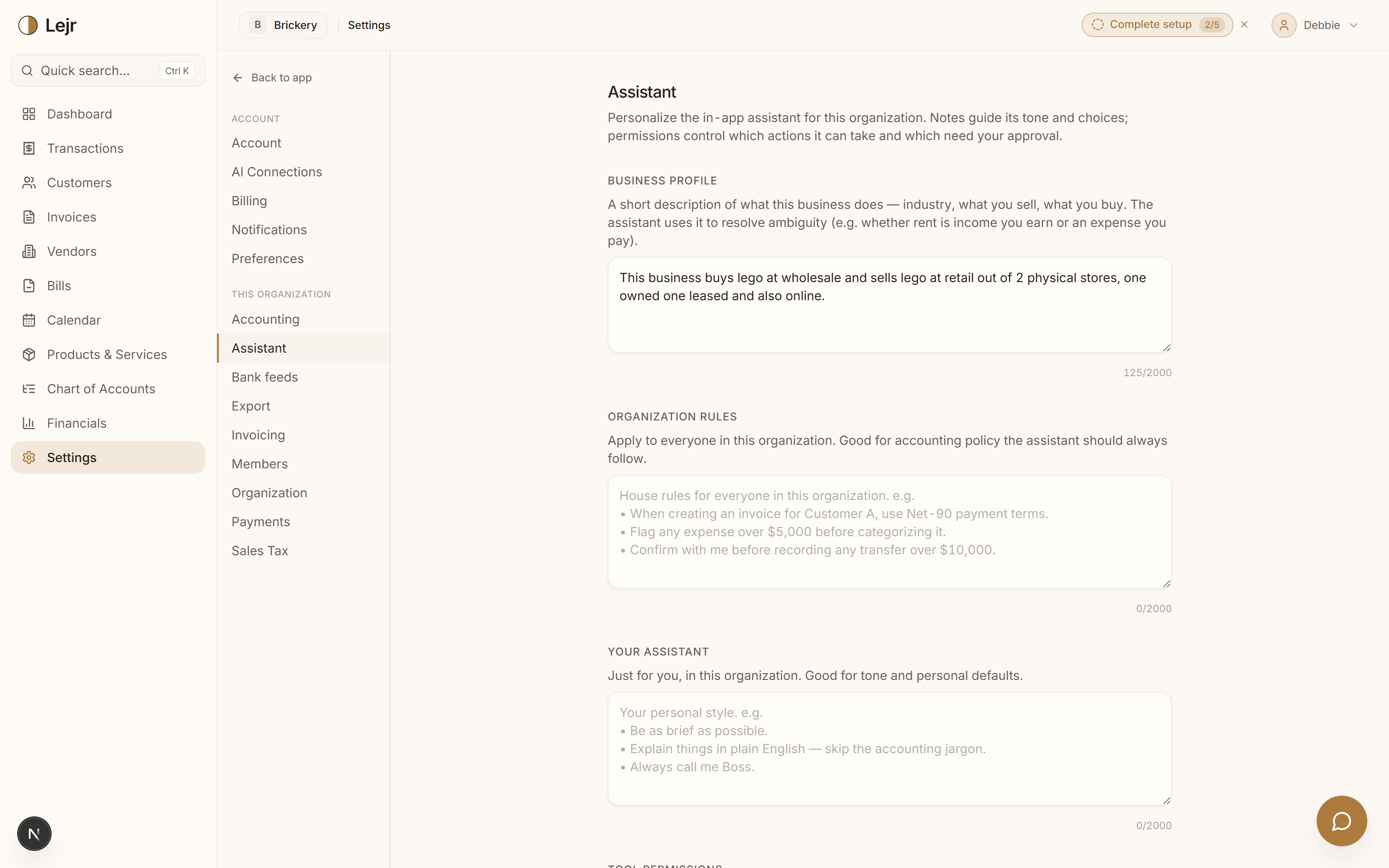 Lejr Assistant — In the app