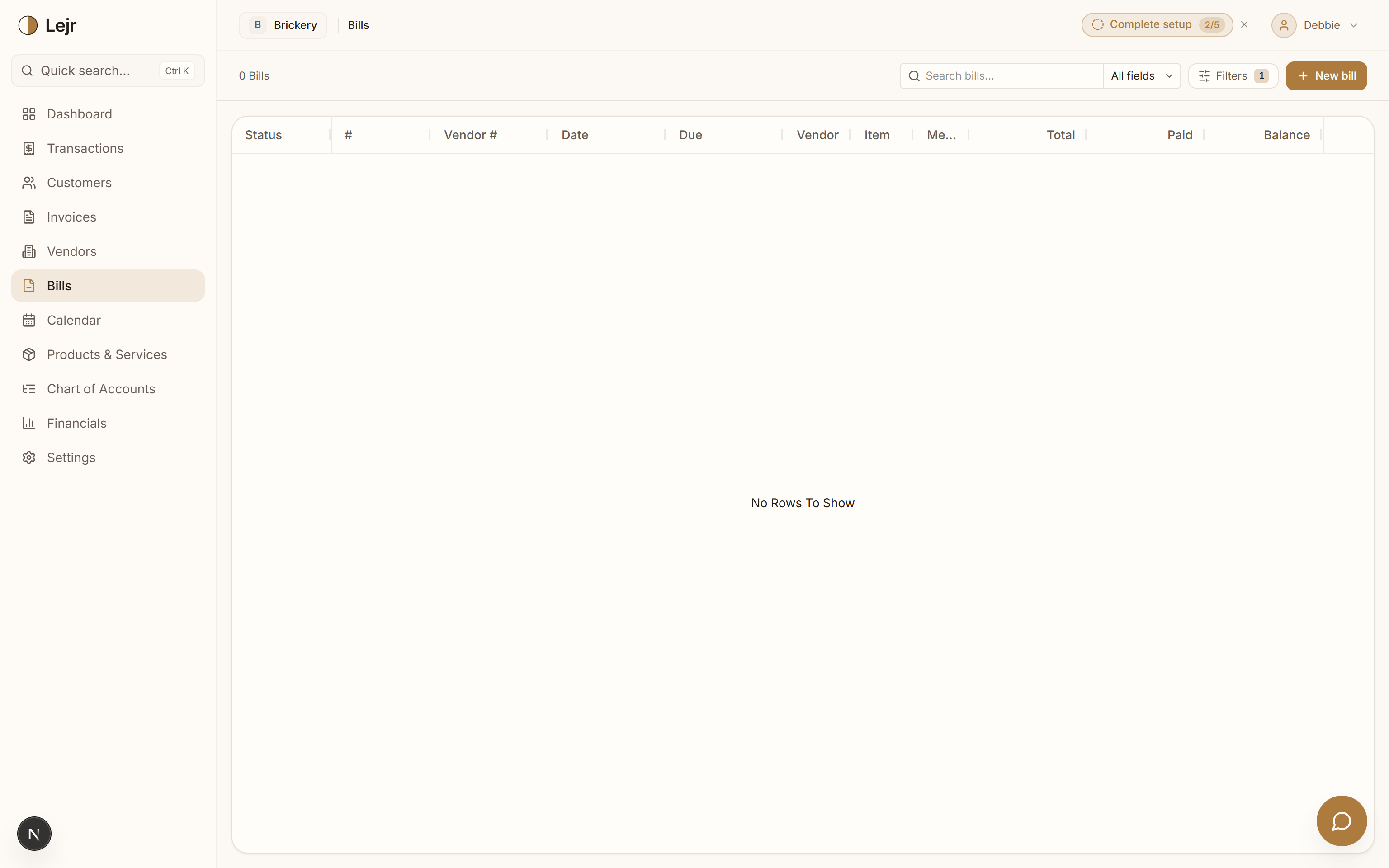 Bills — In the app