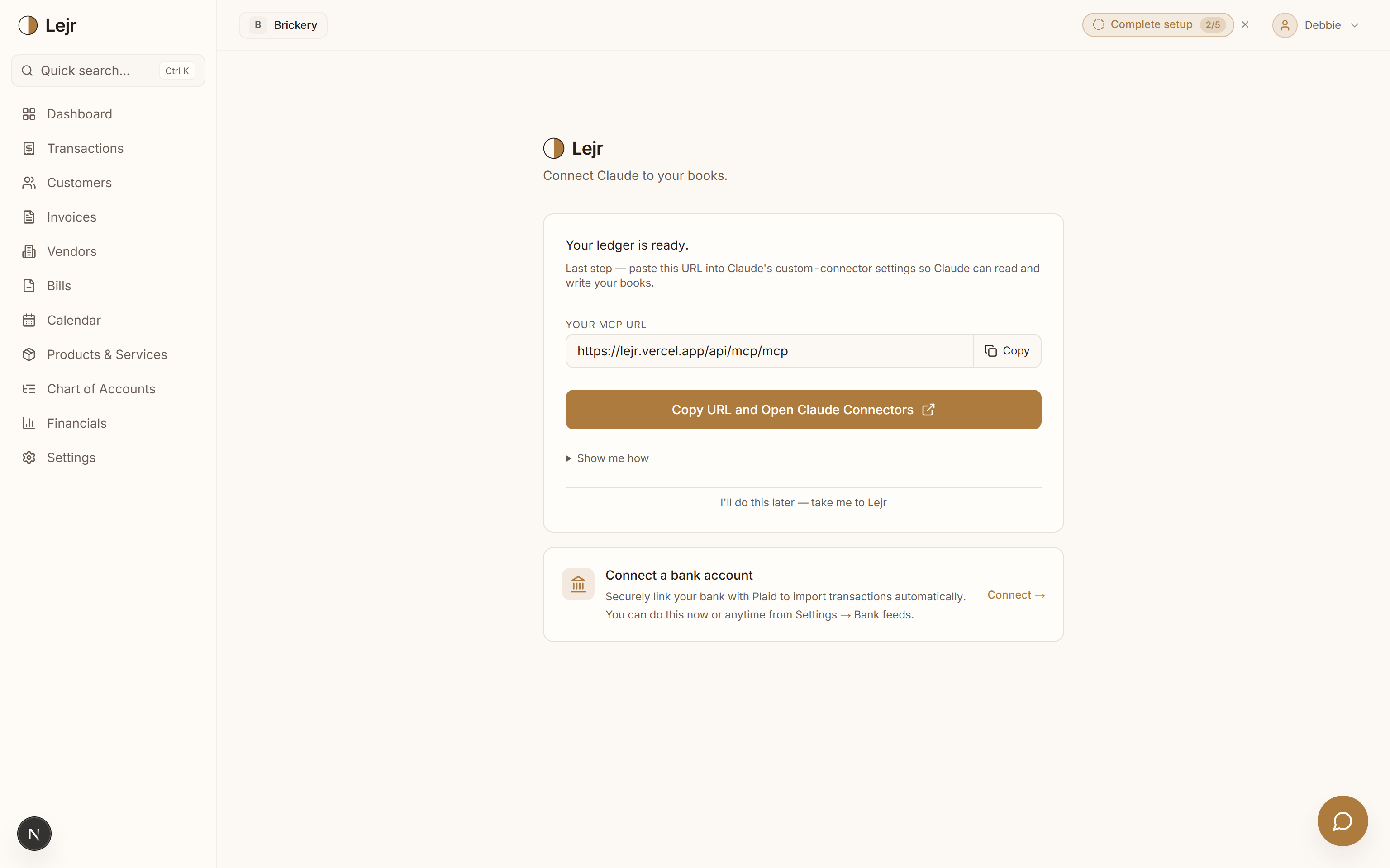 Connect Your Bank — In the app