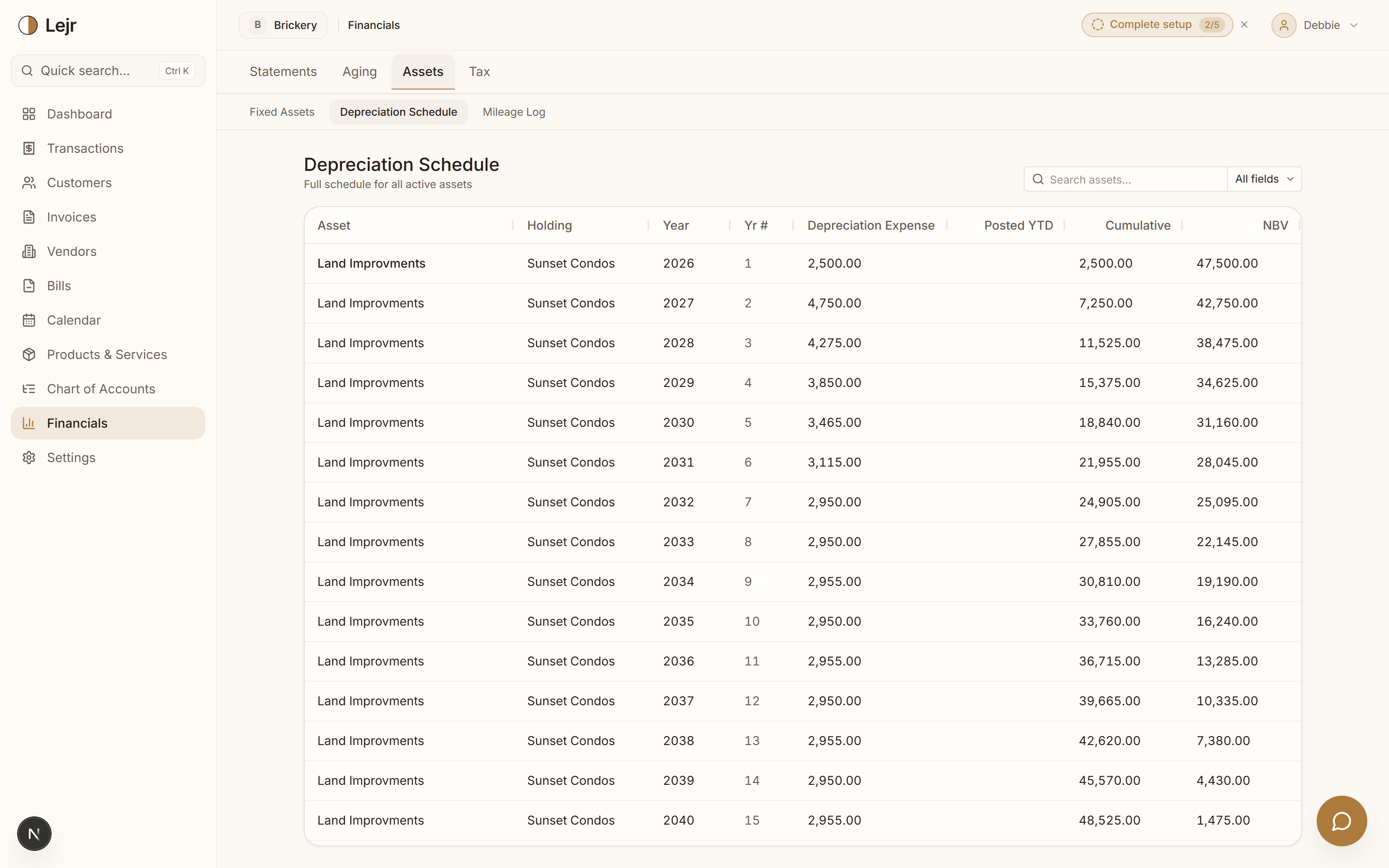 Depreciation Schedule — In the app