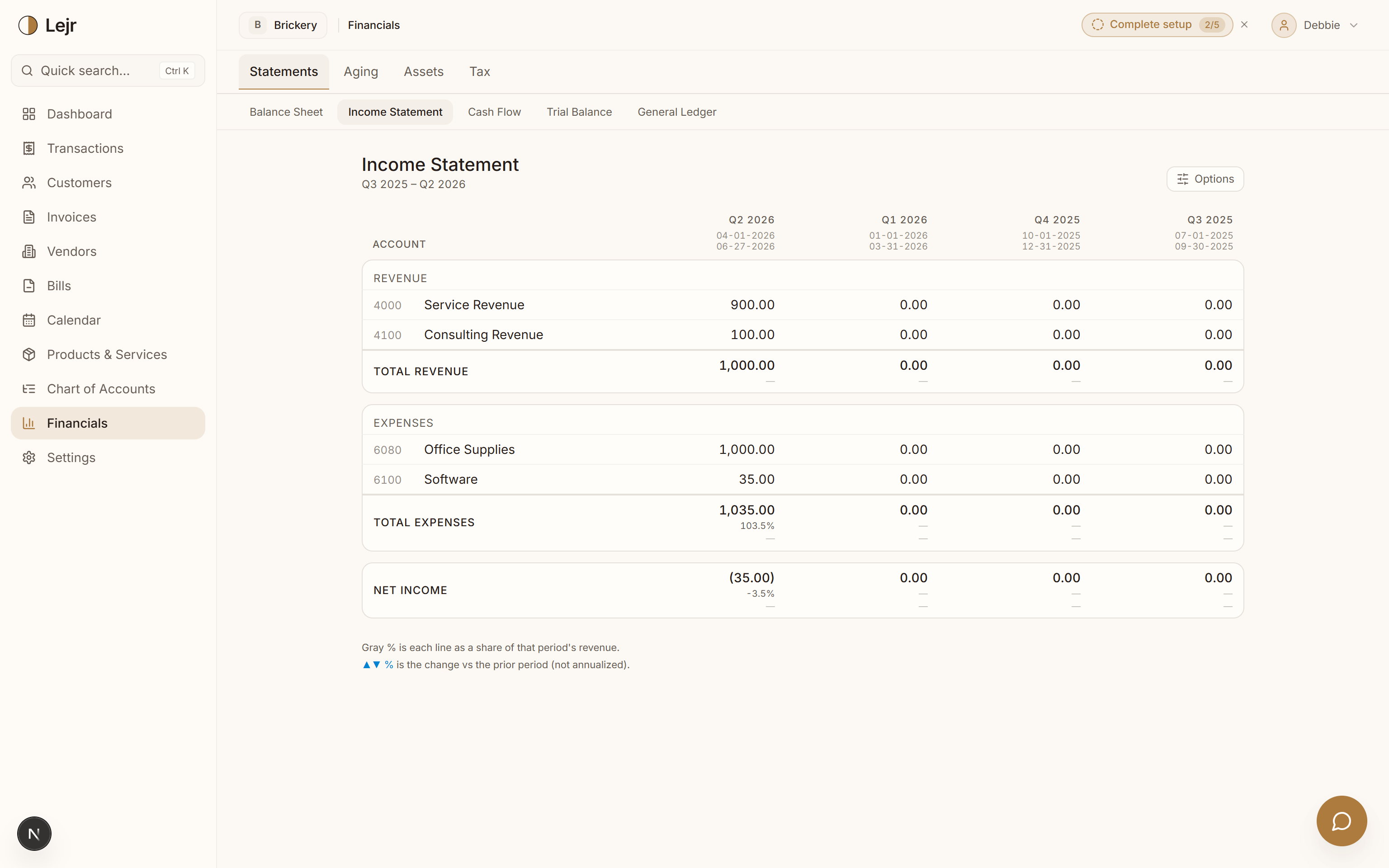 Income Statement — In the app