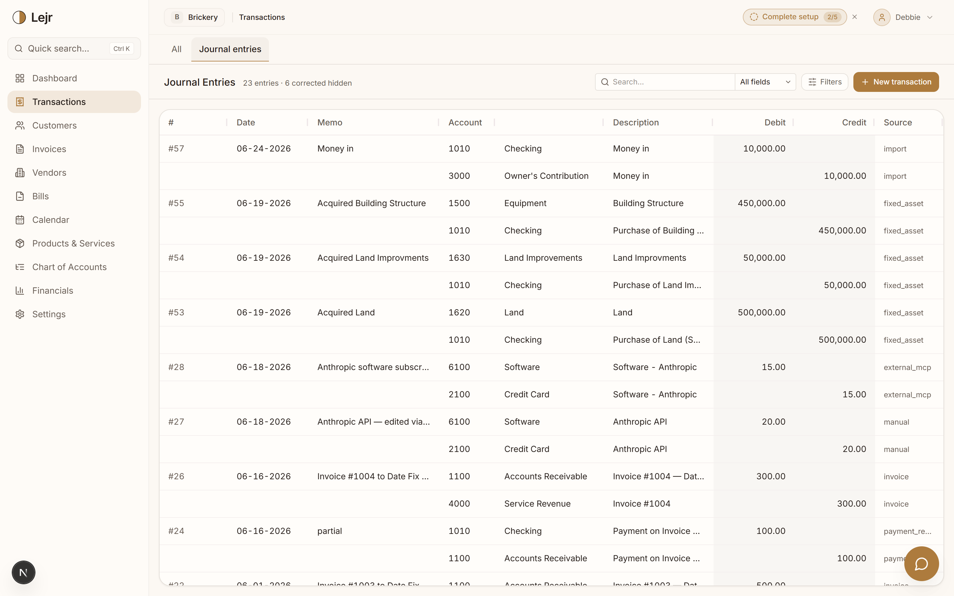 Journal Entries — In the app