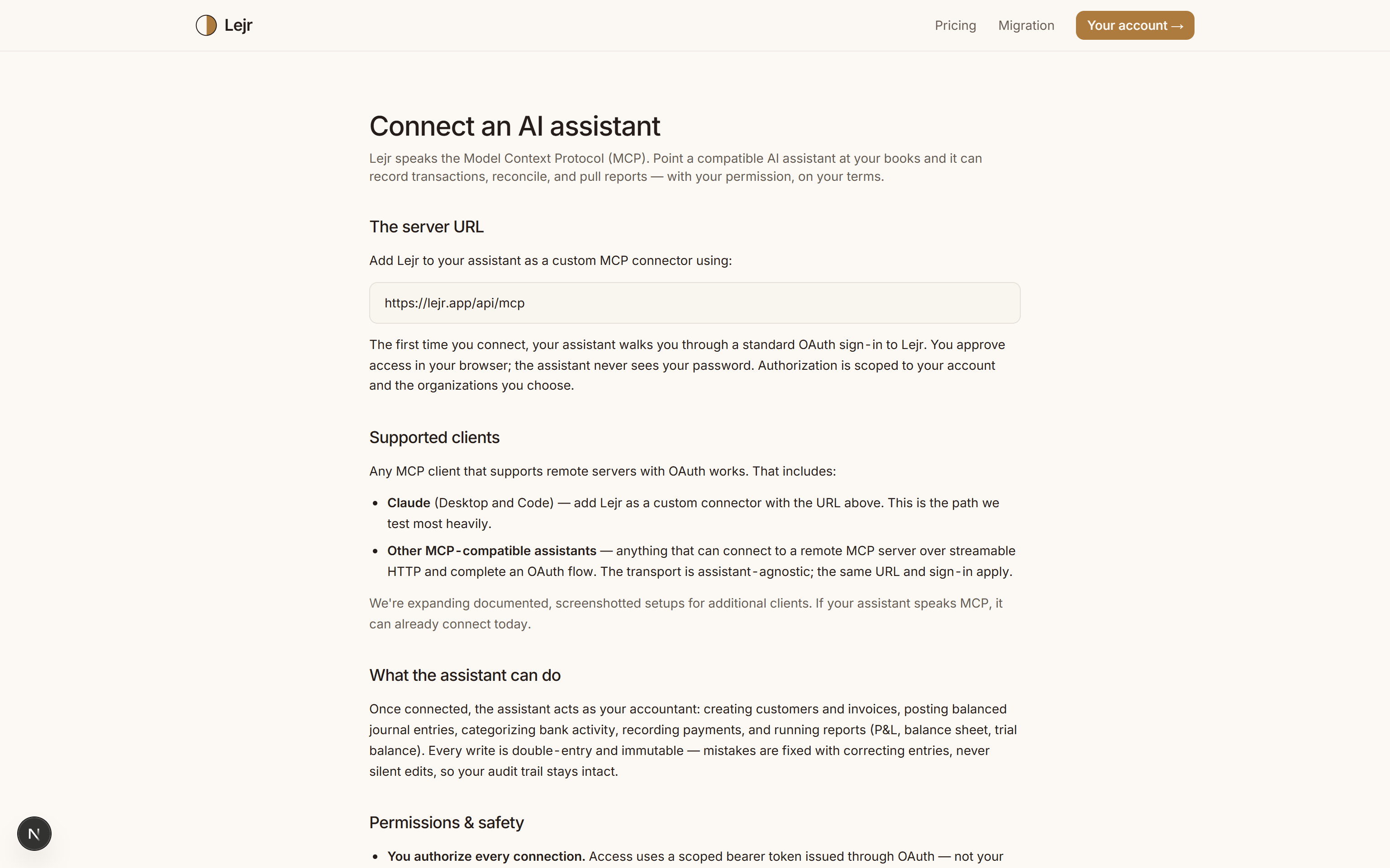 Developers (MCP) — In the app