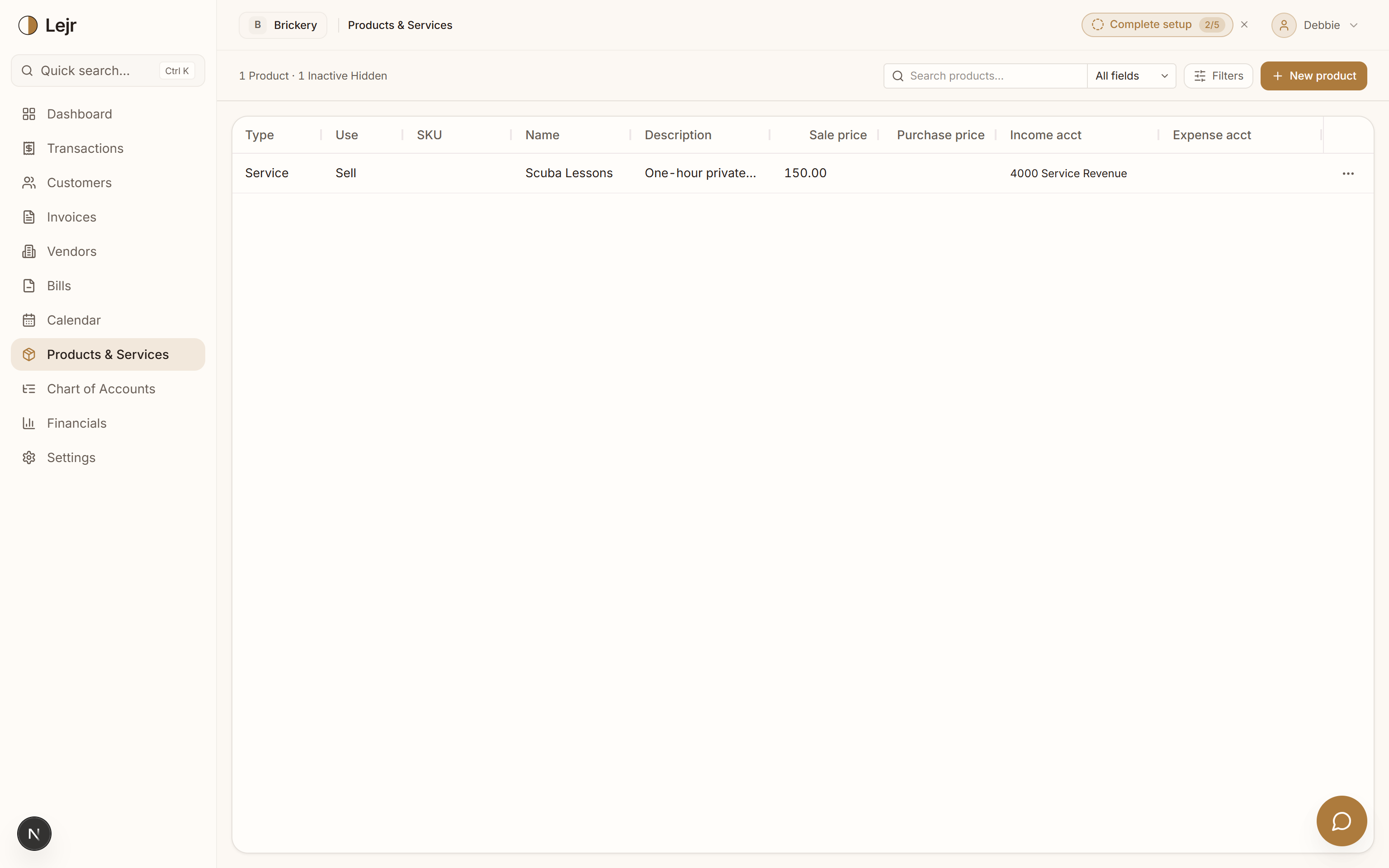 Products & Services — In the app