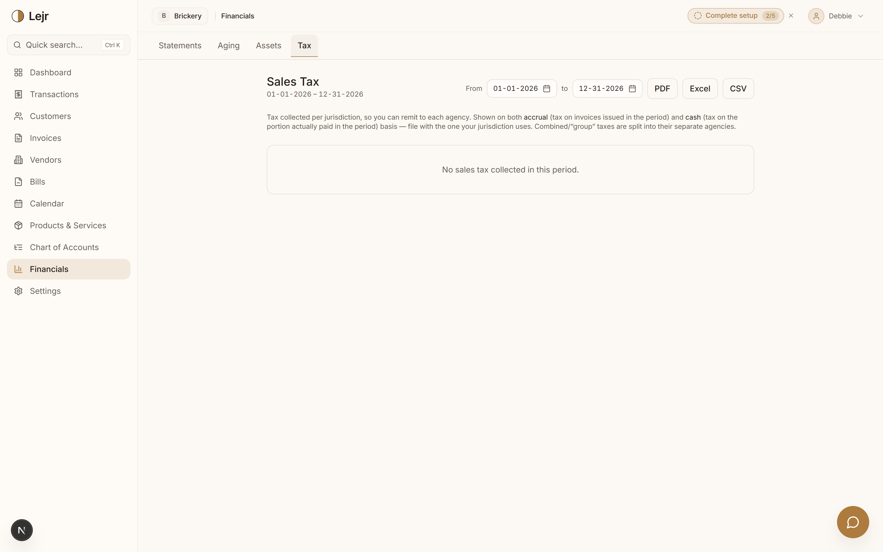 Sales Tax — In the app